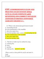 CDT COMPREHENSIVE EXAM AND PRACTICE EXAM NEWEST 2024 ACTUAL EXAM COMPLETE 400 QUESTIONS AND CORRECT DETAILED ANSWERS