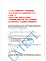 ATI PHARMACOLOGY PROCTORED REAL EXAM 2023- 2024 COMPLETE  EXAM 75 +QUESTIONS AND ACCURATE  ANSWERS (VERIFIED 100%ANSWERS