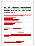 ATI RN PREDICTOR COMPREHENSIVE  RETAKE :UPDATED EXAM QUESTIONS AND  VERIFIED SOLUTIONS 2023 -2024 GRADED  A+ BRAND NEW !!!