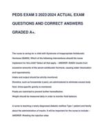 PEDS EXAM 3 20232024 ACTUAL EXAM  QUESTIONS AND CORRECT ANSWERS  GRADED A+.