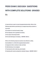 PEDS EXAM 3 20232024 QUESTIONS  WITH COMPLETE SOLUTIONS GRADED  A+