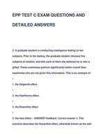 EPP TEST C EXAM QUESTIONS AND  DETAILED ANSWERS