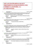 ADVANCED PHARMACOLOGY MIDTERM EXAM QUESTIONS AND  CORRECT ANSWERS. (A+ GUARANTEED)