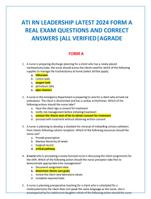 ATI RN LEADERSHIP LATEST 2024 FORM A REAL EXAM QUESTIONS AND CORRECT ANSWERS (ALL VERIFIED|AGRADE