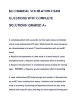 MECHANICAL VENTILATION EXAM  QUESTIONS WITH COMPLETE  SOLUTIONS GRADED A+