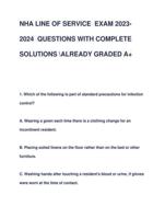 NHA LINE OF SERVICE EXAM 2023- 2024 QUESTIONS WITH COMPLETE SOLUTIONS ALREADY GRADED A+FINAKL EXAM