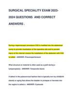 SURGICAL SPECIALITY EXAM 2023- 2024 QUESTIONS AND CORRECT ANSWERS UPDATED EXAM VERIFIED