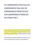 ATI COMPREHENSIVE PRACTICE B,ATI  COMPREHENSIVE FINAL QUIZ ,RN  COMPREHENSIVE PREDICTOR 2019