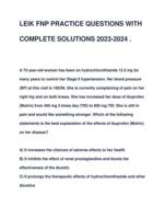 Nursing>LEIK FNP PRACTICE QUESTIONS WITH COMPLETE SOLUTIONS 2023-2024 FINAL EXAM LATEST VERSION 2024-2025