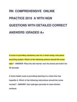 RN COMPREHENSIVE ONLINE  PRACTICE 2019 A WITH NGN  QUESTIONS WITH DETAILED CORRECT  ANSWERS GRADED A+