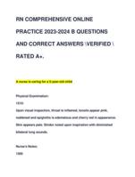 RN COMPREHENSIVE ONLINE  PRACTICE 2023-2024 B QUESTIONS  AND CORRECT ANSWERS VERIFIED  RATED A+