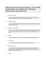 WGU Data Driven Decision Making - C207 EXAM QUESTIONS (146 TERMS) WITH VERIFIED DEFINITIONS UPDATED 2024