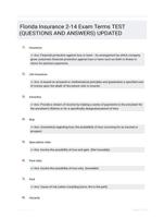 Florida Insurance 2-14 Exam Terms TEST (QUESTIONS AND  ANSWERS) UPDATED