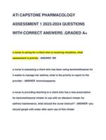 ATI CAPSTONE PHARMACOLOGY  ASSESSMENT 1 2023-2024 QUESTIONS  WITH CORRECT ANSWERS .GRADED A+