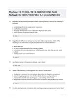 Module 10 TESOL/TEFL QUESTIONS AND ANSWERS 100% VERIFIED A+ GUARANTEED