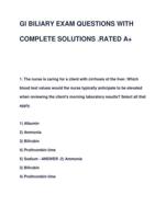 GI BILIARY EXAM QUESTIONS WITH COMPLETE SOLUTIONS .RATED A+ LATEST VERSION 2024-2025 COMPLETE EXAM