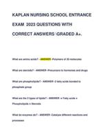 KAPLAN NURSING SCHOOL ENTRANCE  EXAM 2023 QUESTIONS WITH  CORRECT ANSWERS GRADED A+.