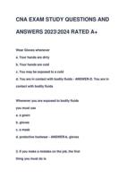 CNA EXAM STUDY QUESTIONS AND ANSWERS 20232024 RATED A+ FINAL EXAM 2024-2025 LATEST VERSION VERIFID  COMPLETE EXAM FOR STUDY