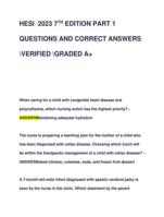 HESI 2023 7TH EDITION PART 1 QUESTIONS AND CORRECT ANSWERS VERIFIED GRADED A+ LATEST VERSION