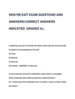 HESI RN EXIT EXAM QUESTIONS AND ANSWERSCORRECT ANSWERS INDICATED COMPLETE DOCUMENT FOR STUDY