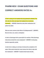 PHARM HESI 1 EXAM QUESTIONS AND CORRECT ANSWERS RATED A+ UPDATED EXAM VERIFIED 100% COMPLETE EXAM