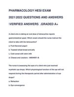 >PHARMACOLOGY HESI EXIT EXAM 20212022 UPDATED QUESTIONS AND ANSWERS LATEST VERSION VERIFIED