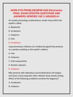 NURS EYE-PROBLEM,MP88 AND Electrolytes  FINAL EXAM UPDATED QUESTIONS AND  ANSWERS VERIFIED 100 % GRADED A+