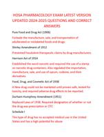 HOSA PHARMACOLOGY EXAM LATEST VERSION  UPDATED 2024-2025 QUESTIONS AND CORRECT  ANSWERS