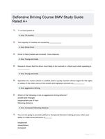 Defensive Driving Course DMV Study Guide Rated A+