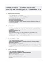 Funeral Directors Law Exam Practice for Anatomy and Physiology II|142 Q&A Latest 2024