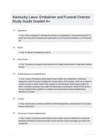 Kentucky Laws- Embalmer and Funeral Director Study Guide Graded A+