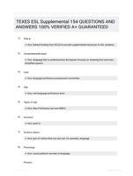 TEXES ESL Supplemental 154 QUESTIONS AND ANSWERS 100% VERIFIED A+ GUARANTEED