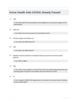 Home Health Aide (HOSA) |60 Questions| With Correct Answers.