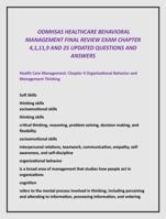 ODMHSAS HEALTHCARE BEHAVIORAL  MANAGEMENT FINAL REVIEW EXAM CHAPTER  4,1,11,9 AND 25 UPDATED QUESTIONS AND  ANSWERS