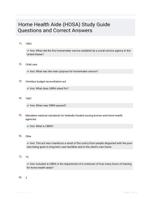 Home Health Aide (HOSA) Study Guide Questions and Correct Answers