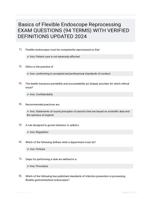 Basics of Flexible Endoscope Reprocessing EXAM QUESTIONS (94 TERMS) WITH VERIFIED DEFINITIONS UPDATED 2024