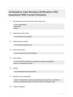 Ambulatory Care Nursing Certification |290 Questions| With Correct Answers.