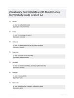 Vocabulary Test (Updates with MAJOR ones only!!) Study Guide Graded A+