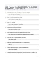 CPR Practice Test Study Guide Questions and Correct Answers