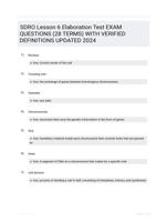 SDRO Lesson 6 Elaboration Test EXAM QUESTIONS (28 TERMS) WITH VERIFIED DEFINITIONS UPDATED 2024