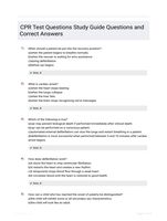 CPR Test Questions Study Guide Questions and Correct Answers