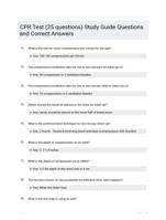 CPR Test (25 questions) Study Guide Questions and Correct Answers