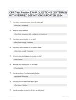 CPR Test Review EXAM QUESTIONS (55 TERMS) WITH VERIFIED DEFINITIONS UPDATED 2024