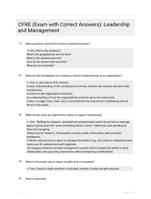 CFRE (Exam with Correct Answers): Leadership and Management