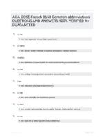 AQA GCSE French 8658 Common abbreviations QUESTIONS AND ANSWERS 100% VERIFIED A+ GUARANTEED