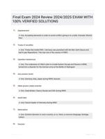 Final Exam 2024 Review 2024/2025  EXAM  WITH 100% VERIFIED  SOLUTIONS