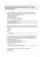 NR 509 Advanced Assessment quiz 1 Study Guide Rated A+