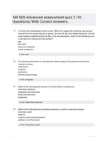 NR 509 Advanced assessment quiz 2 |10 Questions| With Correct Answers.