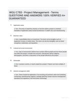 WGU C783 - Project Management - Terms QUESTIONS AND ANSWERS 100% VERIFIED A+ GUARANTEED