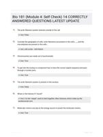 Bio 181 (Module 4: Self Check) 14 CORRECTLY ANSWERED QUESTIONS LATEST UPDATE